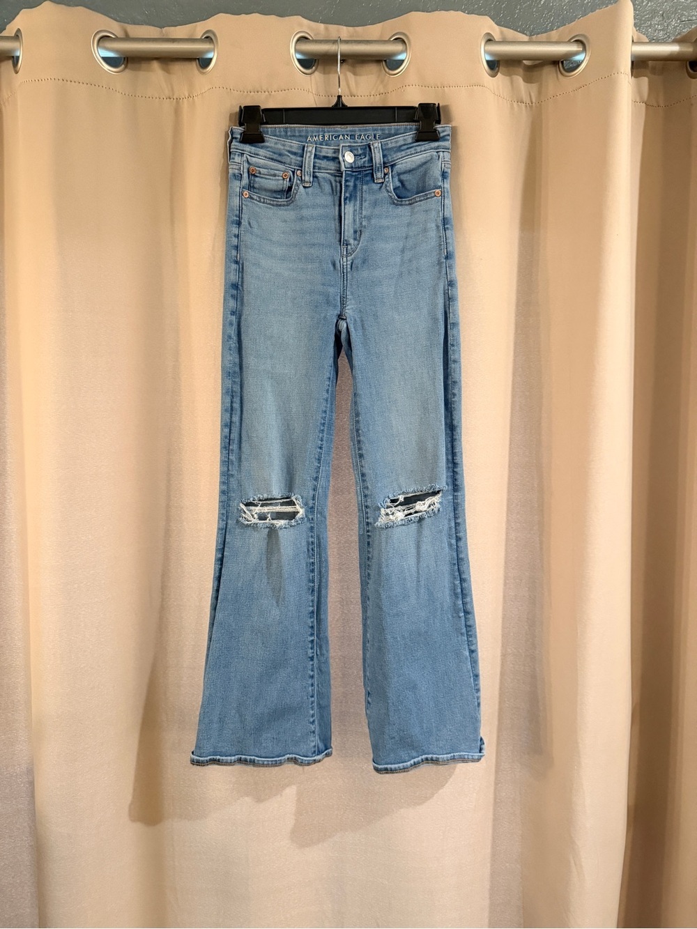 American Eagle Outfitters Light Wash Distressed Flare Jeans